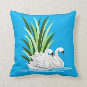 Mute Swan Pair On Water Throw Pillow