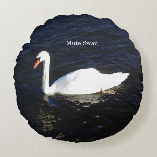 Mute Swan round pillow (Front)
