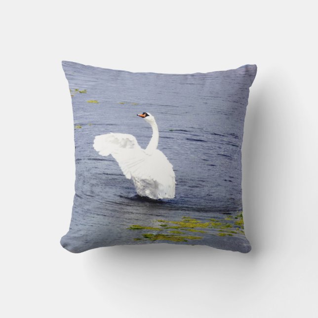 Mute Swan Wings Throw Pillow (Front)