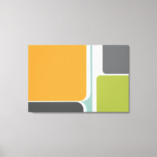 muted abstract retro colour block art geometric canvas print