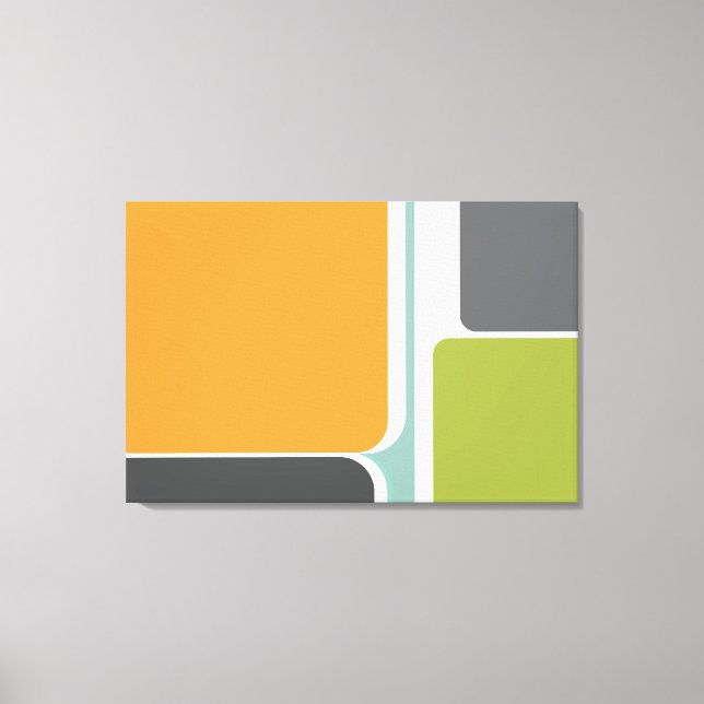 muted abstract retro colour block art geometric canvas print (Front)