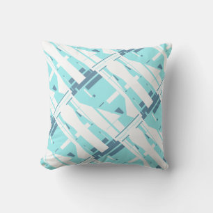 Muted Aqua on White Classical Diagonal Large Tiles Throw Pillow