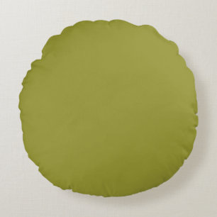 Muted Army Olive Green solid plain colour Custom Round Pillow