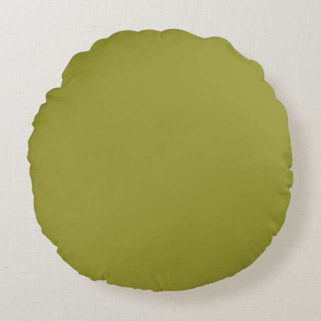 Muted Army Olive Green solid plain colour Custom Round Pillow (Front)