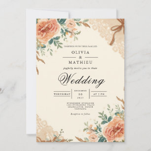 Muted Blossom Botanical Arch Wedding Invitation