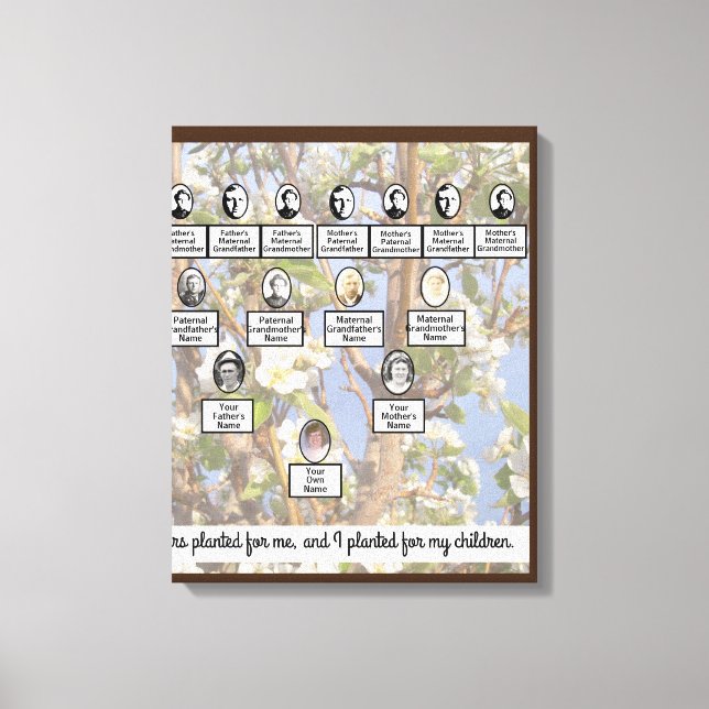 Muted Blossoming Family Tree Quote Canvas Print (Front)