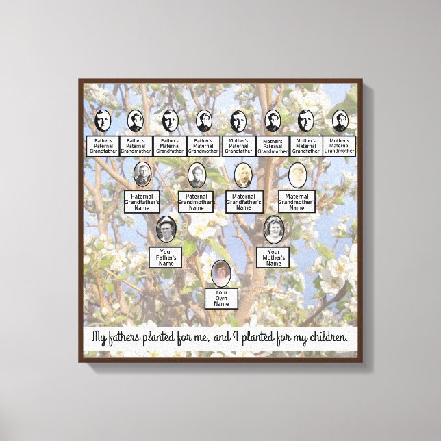 Muted Blossoms Family Tree Four Generations Quote Canvas Print (Front)