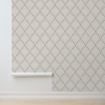Muted Blue Floral Trellis Block Print Pattern