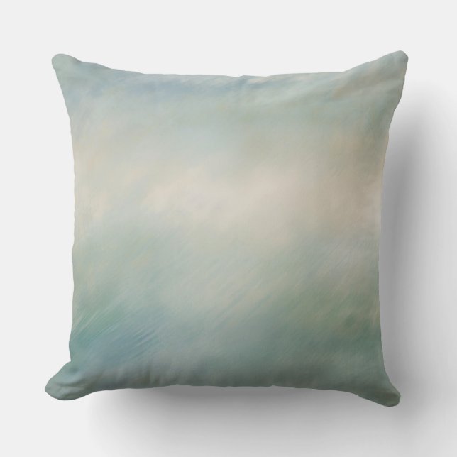 Muted Blue Green Beige Ocean Colours Throw Pillow (Front)