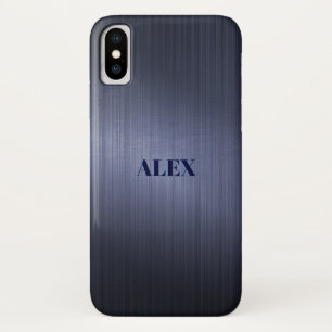 Muted Blue Metallic Brush Aluminum Look Case-Mate iPhone Case