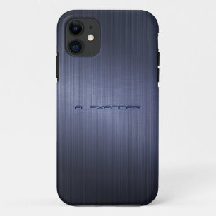 Muted Blue Metallic Look Pattern-Monogram iPhone 11 Case