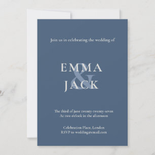 Muted Blue Minimal Wedding Invitation