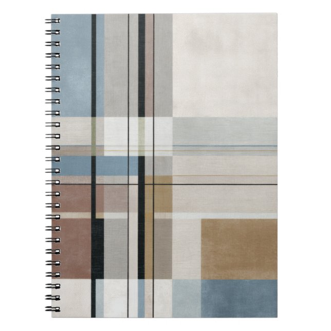 Muted Blue Modern Grid Pattern Notebook (Front)