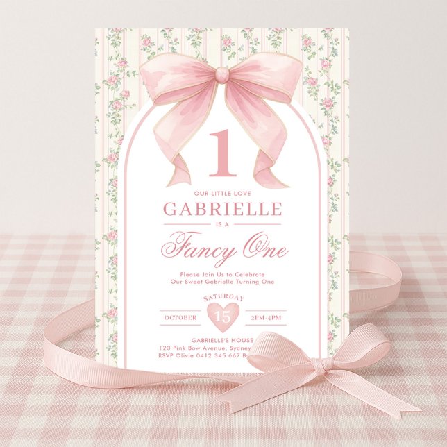 Muted Blush Bow Fancy One Love Shack 1st Birthday Invitation (Creator Uploaded)