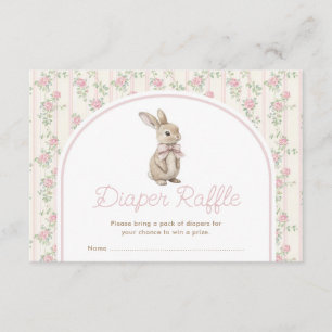 Muted Blush Bunny Rabbit Baby Shower Diaper Raffle Enclosure Card