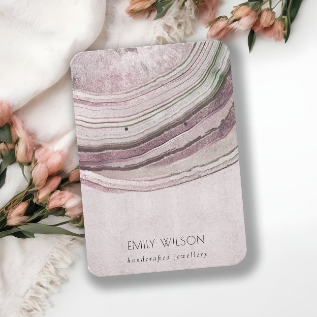 Muted Blush Lilac Agate Earthy Earring Display Business Card (Creator Uploaded)