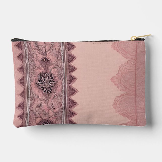 Muted blush pink & beige style AI art  Accessory Pouch (Back)