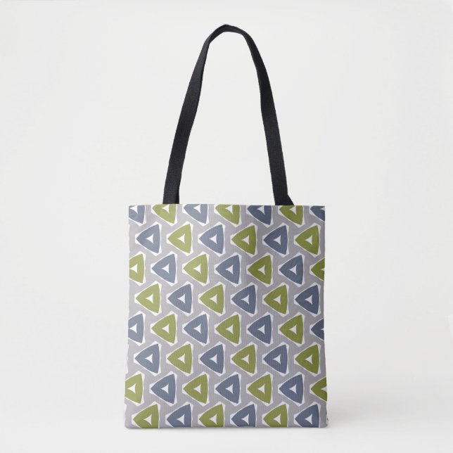 Muted Boho Geometric Pattern Tote Bag (Front)