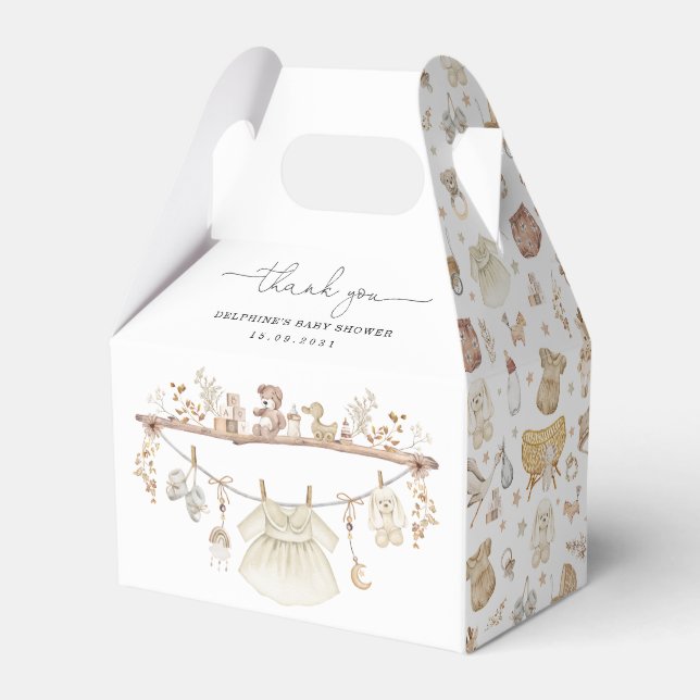 Muted Boho Nursery Baby Girl Shower Favor Box (Back Side)