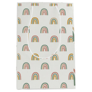 Muted boho rainbow scandi pattern  medium gift bag