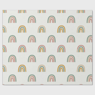Muted boho rainbow scandi pattern wrapping paper