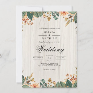 Muted Botanical Archway Romance Wedding Invitation