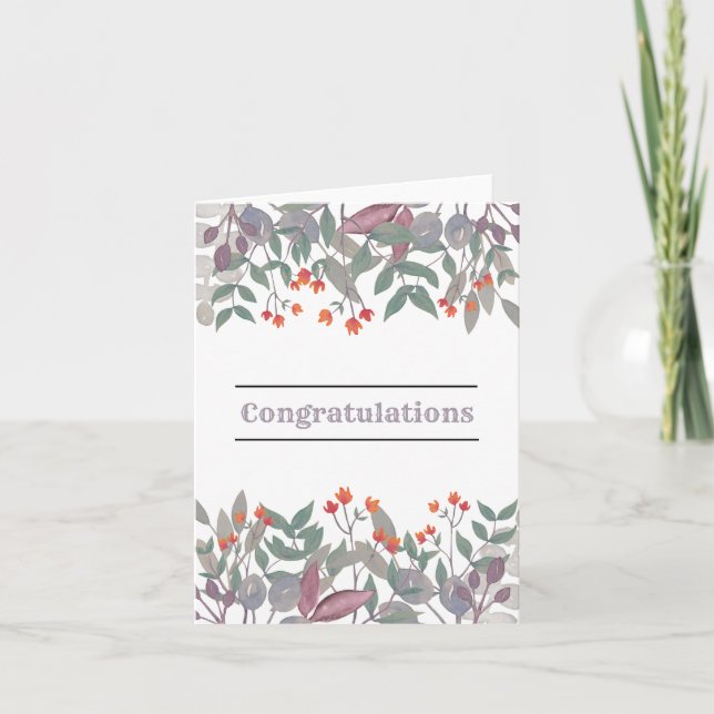 Muted Botanical Congratulations Greeting Card (Front)