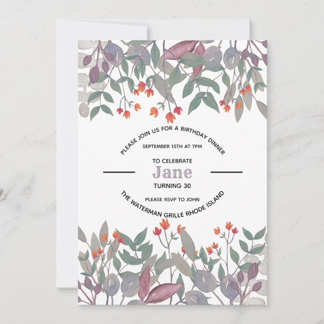 Muted Botanical Invitation (Front)