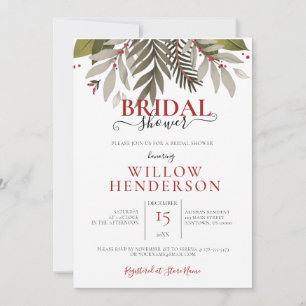 Muted Botanical Leaves Wedding Shower Invitation