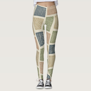 Muted Botanical Texture Retro Graphic Leggings