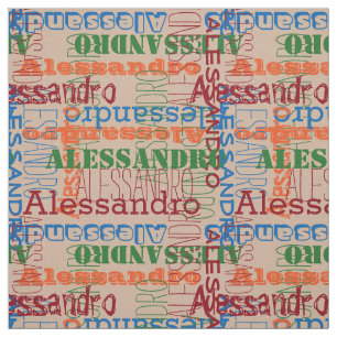 Muted Brights Modern Name Collage Fabric