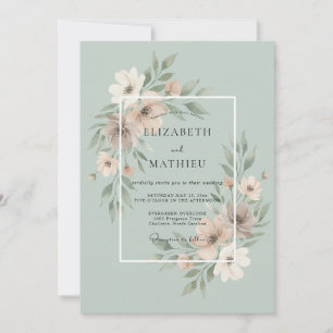 Muted Celadon Painted Wedding Invitation