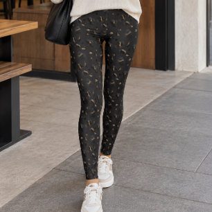 Muted Charcoal Gold Leopard Print Leggings