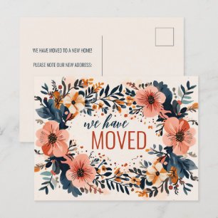 Muted Chic Florals We Have Moved New Address Postcard