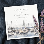 Muted Coastal Boats at Harbour Seascape Wedding Napkin<br><div class="desc">Coastal Boats at Harbour Seascape Theme Collection.- it's an elegant script watercolor Illustration of pastel Harbour Side Boats ,  perfect for your harbour destination wedding & parties. It’s very easy to customize,  with your personal details. If you need any other matching product or customization,  kindly message via Zazzle.</div>