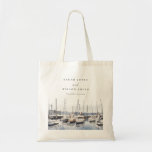 Muted Coastal Boats at Harbour Seascape Wedding Tote Bag<br><div class="desc">Coastal Boats at Harbour Seascape Theme Collection.- it's an elegant script watercolor Illustration of pastel Harbour Side Boats ,  perfect for your harbour destination wedding & parties. It’s very easy to customize,  with your personal details. If you need any other matching product or customization,  kindly message via Zazzle.</div>