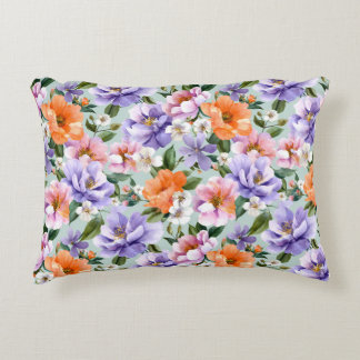 Muted Colorful Flowers Boho flower  Accent Pillow