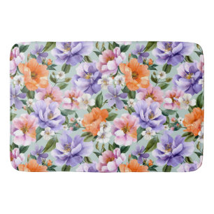 Muted Colorful Flowers Boho flower Bath Mat