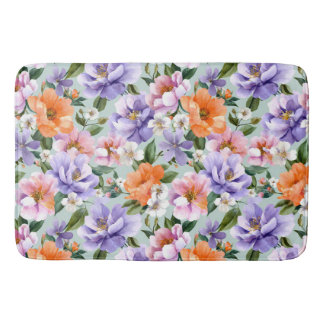 Muted Colorful Flowers Boho flower  Bath Mat