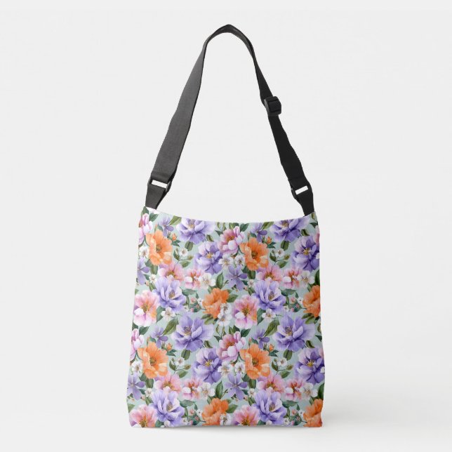 Muted Colorful Flowers Boho flower  Crossbody Bag (Front)