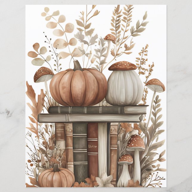 Muted coloured fall pumpkin scrapbook paper (Front)