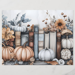 Muted coloured fall pumpkin scrapbook paper