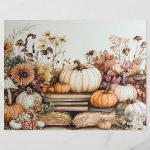 Muted coloured fall pumpkin scrapbook paper