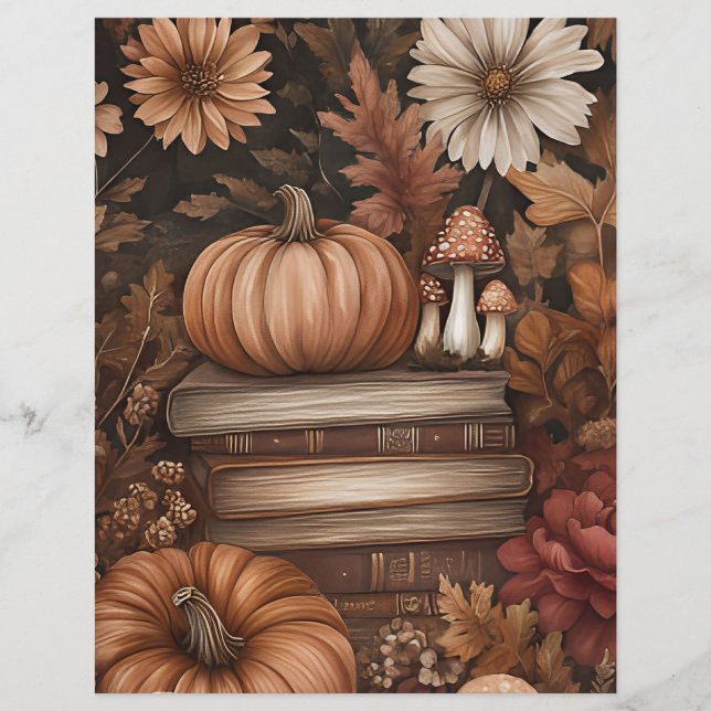 Muted coloured fall pumpkin scrapbook paper (Front)