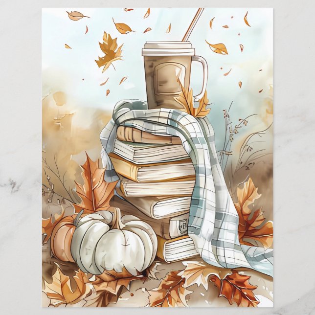 Muted coloured fall pumpkin scrapbook paper (Front)