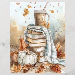 Muted coloured fall pumpkin scrapbook paper