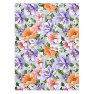 Muted Colourful Flowers Boho flower Tablecloth