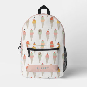 Muted Colourful Ice Cream Pattern Pink Printed Backpack