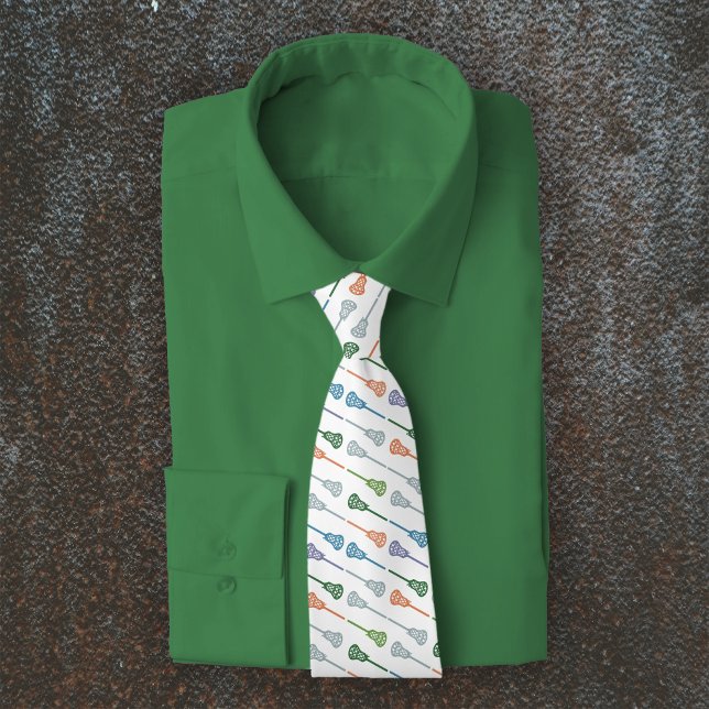 Muted Colours Diagonal Lacrosse Sticks Pattern Tie (Creator Uploaded)