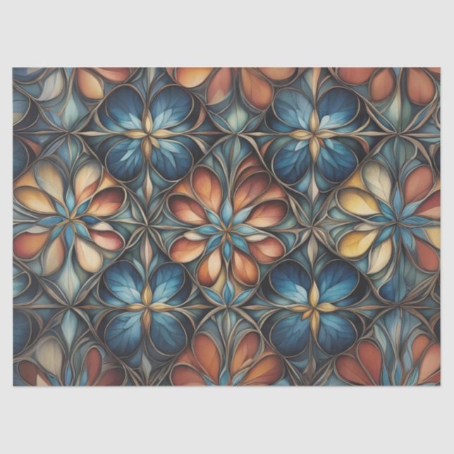 Muted Colours Floral Pattern decoupage Tissue Paper (Front)